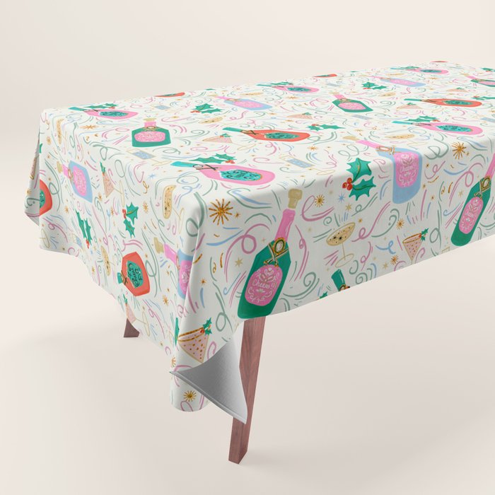 Festive holiday drinks illustration Tablecloth Gallery Image 1