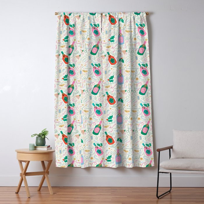 Festive holiday drinks illustration Window Curtain Gallery Image 1