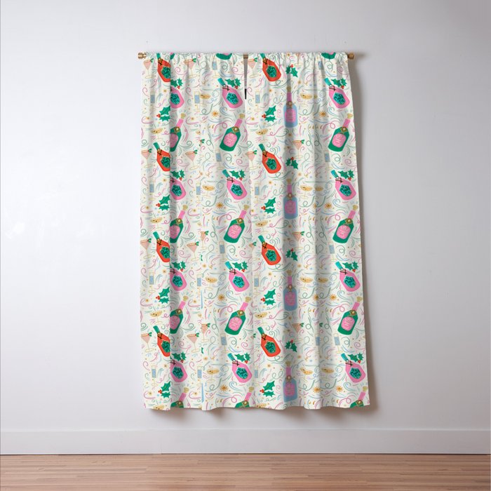 Festive holiday drinks illustration Window Curtain Gallery Image 3