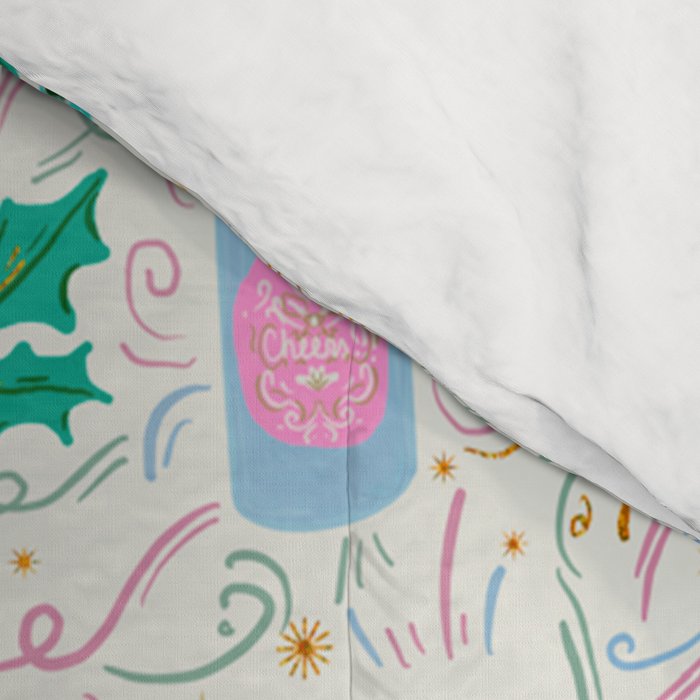 Festive holiday drinks illustration Comforter Gallery Image 4