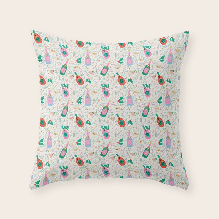 Festive holiday drinks illustration Throw Pillow Gallery Image 6