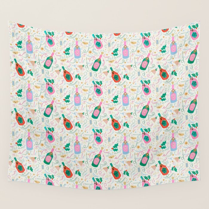 Festive holiday drinks illustration Wall Tapestry Gallery Image 4