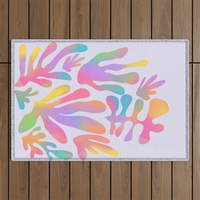 Matisse colorful pastel cutouts Outdoor Rug Gallery Image 1