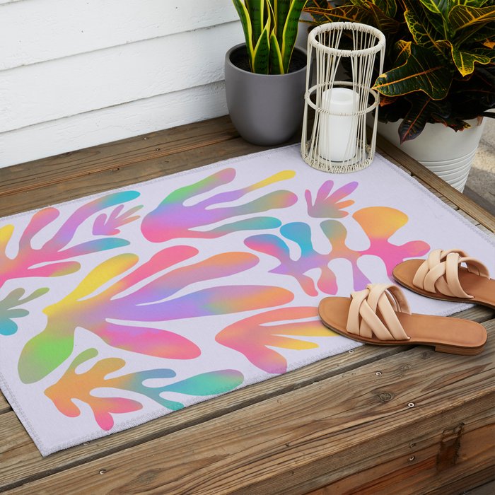 Matisse colorful pastel cutouts Outdoor Rug Gallery Image 2
