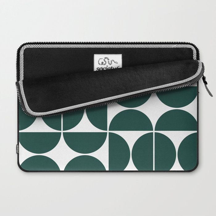 Mid Century Modern Geometric 04 Dark Green Laptop Sleeve Gallery Image 2