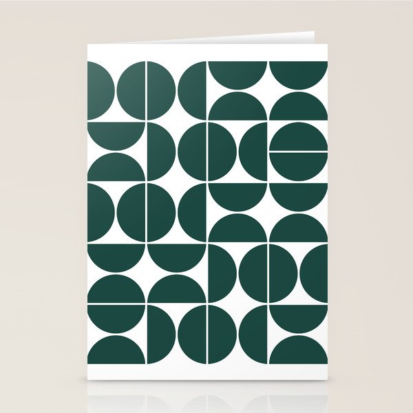 Mid Century Modern Geometric 04 Dark Green Stationery Card Gallery Image 1