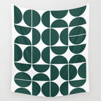 Mid Century Modern Geometric 04 Dark Green Wall Tapestry Gallery Image 4