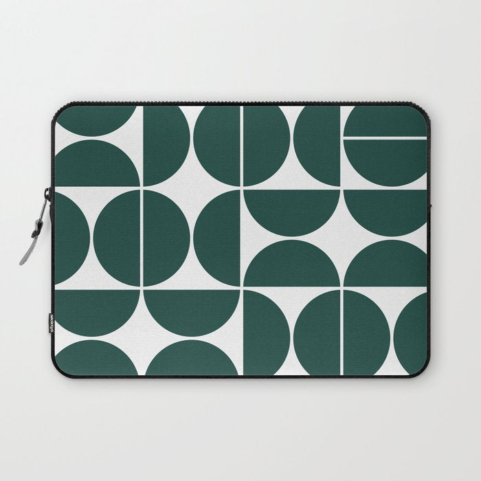 Mid Century Modern Geometric 04 Dark Green Laptop Sleeve Gallery Image 1