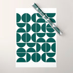 Mid Century Modern Geometric 04 Dark Green Wrapping Paper Gallery Image 1
