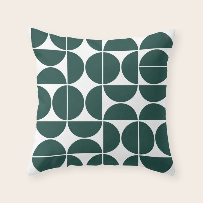 Mid Century Modern Geometric 04 Dark Green Throw Pillow Gallery Image 1