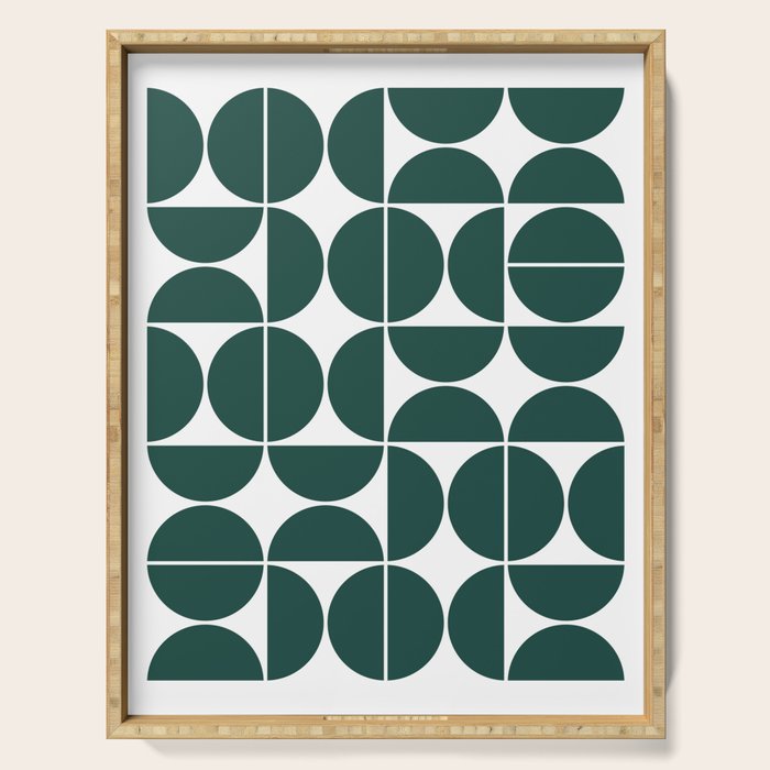 Mid Century Modern Geometric 04 Dark Green Serving Tray Gallery Image 1
