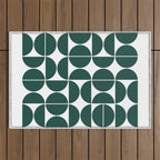 Mid Century Modern Geometric 04 Dark Green Outdoor Rug Gallery Image 1