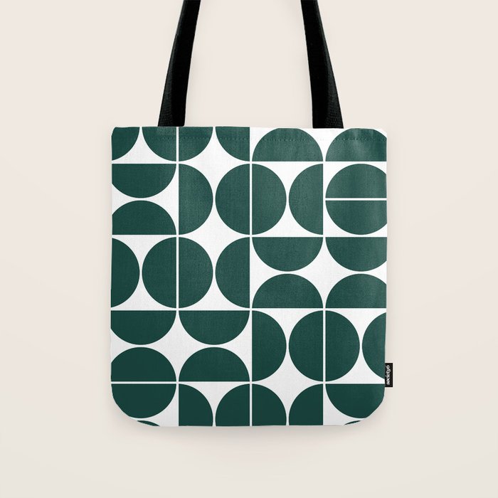 Mid Century Modern Geometric 04 Dark Green Tote Bag Gallery Image 1