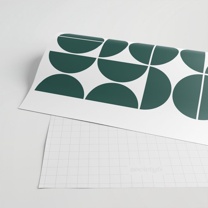 Mid Century Modern Geometric 04 Dark Green Wrapping Paper Gallery Image 2