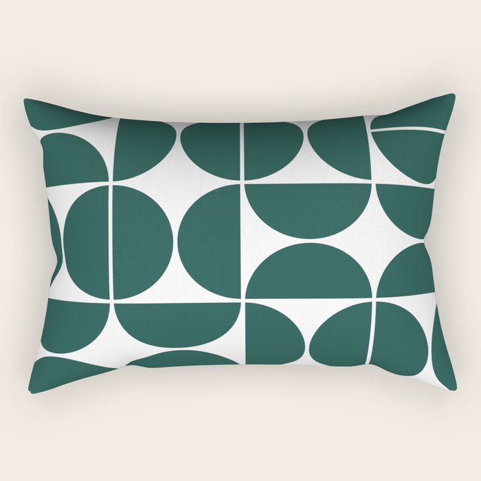 Mid Century Modern Geometric 04 Dark Green Rectangular Pillow Gallery Image 1