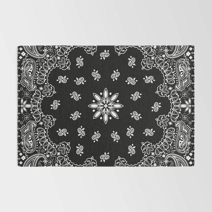 black and white bandana pattern Rug Gallery Image 2
