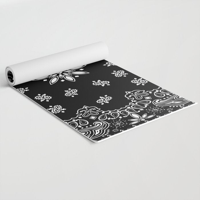 black and white bandana pattern Yoga Mat Gallery Image 2