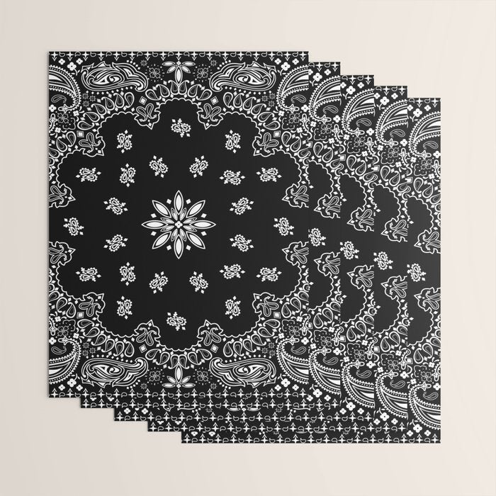 black and white bandana pattern Wrapping Paper Gallery Image 3