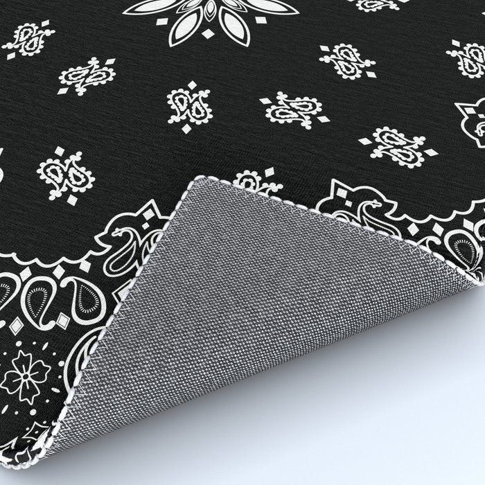 black and white bandana pattern Rug Gallery Image 4