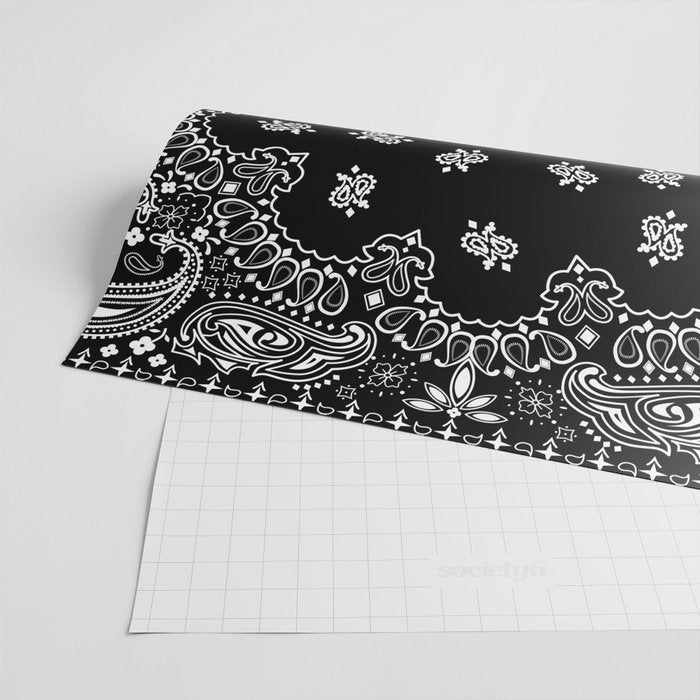 black and white bandana pattern Wrapping Paper Gallery Image 2