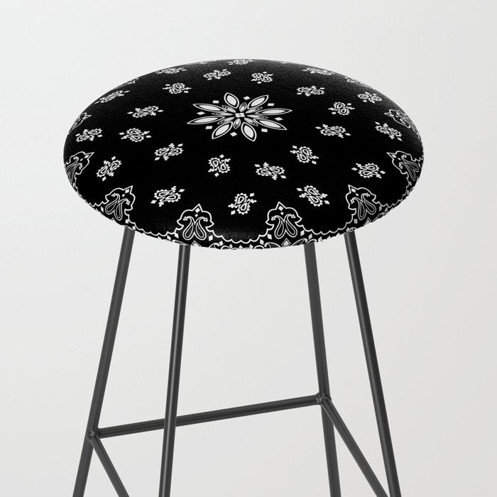 black and white bandana pattern Stool Gallery Image 2