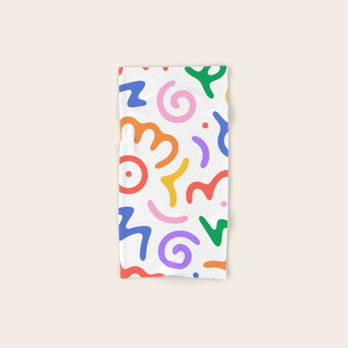 Colorful fun doodle symbol art pattern Bath Towel Gallery Image 1