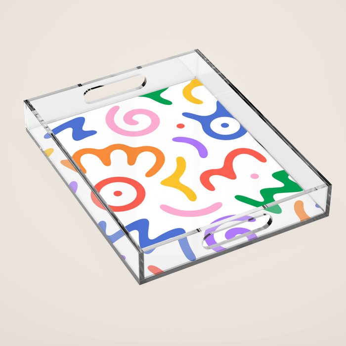 Colorful fun doodle symbol art pattern Acrylic Tray Gallery Image 1