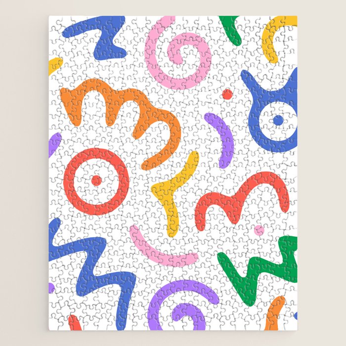 Colorful fun doodle symbol art pattern Jigsaw Puzzle Gallery Image 1
