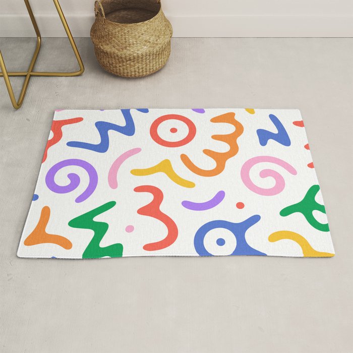 Colorful fun doodle symbol art pattern Rug Gallery Image 1