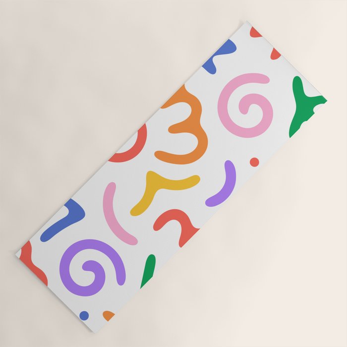 Colorful fun doodle symbol art pattern Yoga Mat Gallery Image 1
