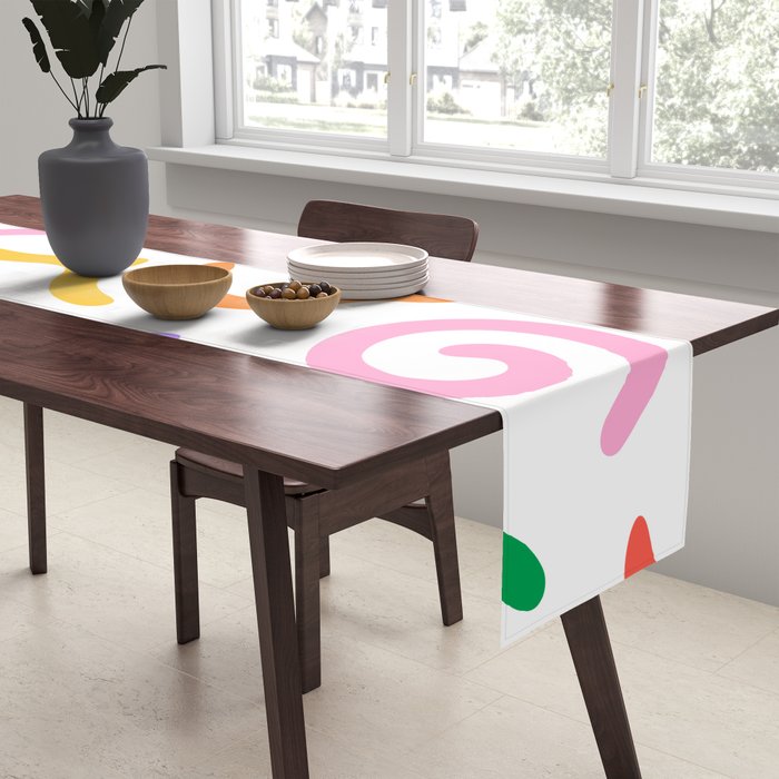 Colorful fun doodle symbol art pattern Table Runner Gallery Image 2