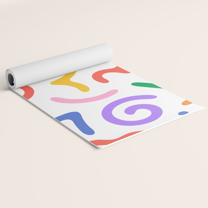Colorful fun doodle symbol art pattern Yoga Mat Gallery Image 2