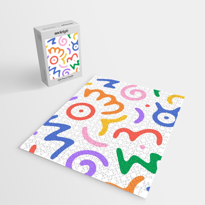 Colorful fun doodle symbol art pattern Jigsaw Puzzle Gallery Image 2