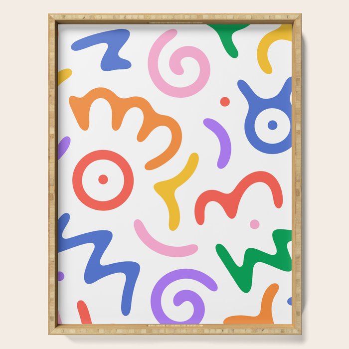 Colorful fun doodle symbol art pattern Serving Tray Gallery Image 1