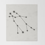 Gemini Zodiac Star Constellation Line Art White Throw Blanket Gallery Image 2