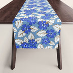 Tossed sakura flowers in blue Table Runner Gallery Image 1