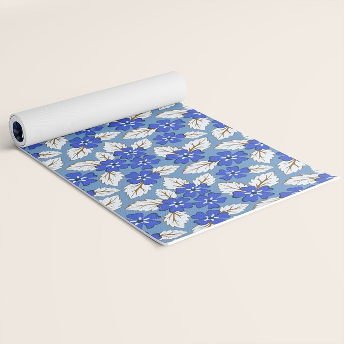 Tossed sakura flowers in blue Yoga Mat Gallery Image 2
