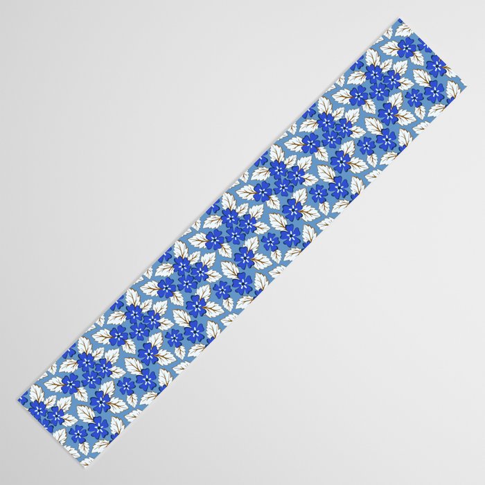 Tossed sakura flowers in blue Table Runner Gallery Image 3