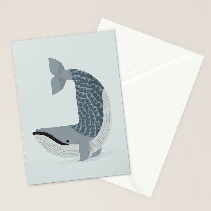 Whimsical Blue Whale Stationery Card Gallery Image 2