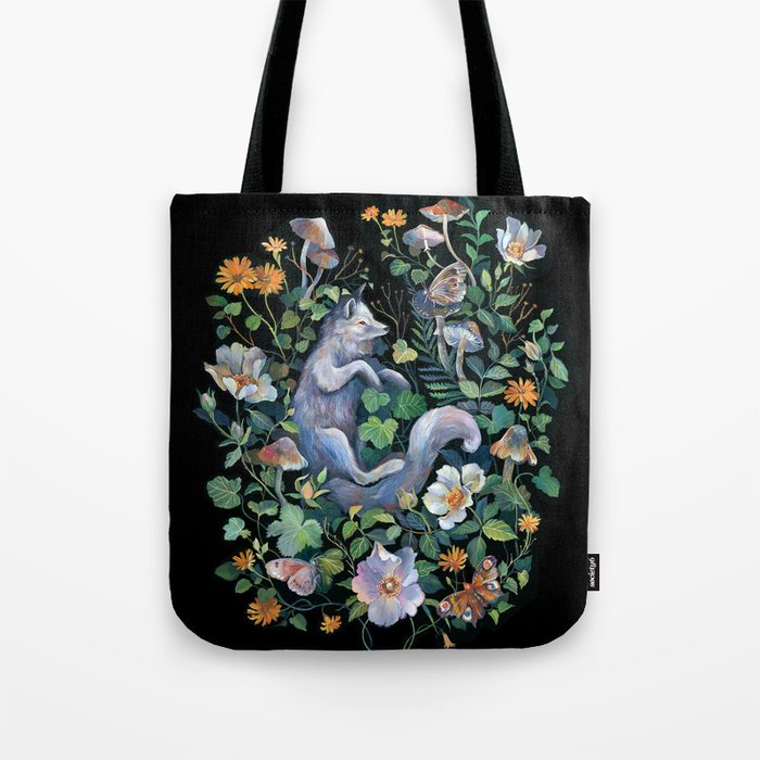 White Fox Garden Tote Bag Gallery Image 1