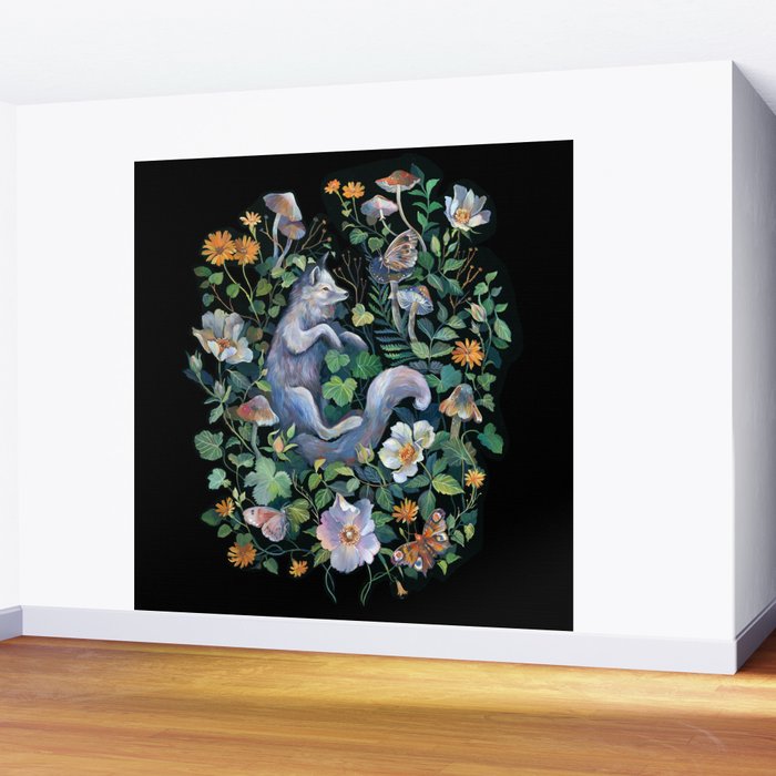 White Fox Garden Wall Mural Gallery Image 2