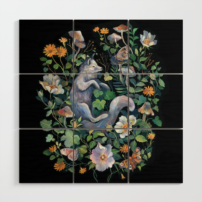 White Fox Garden Wood Wall Art Gallery Image 1