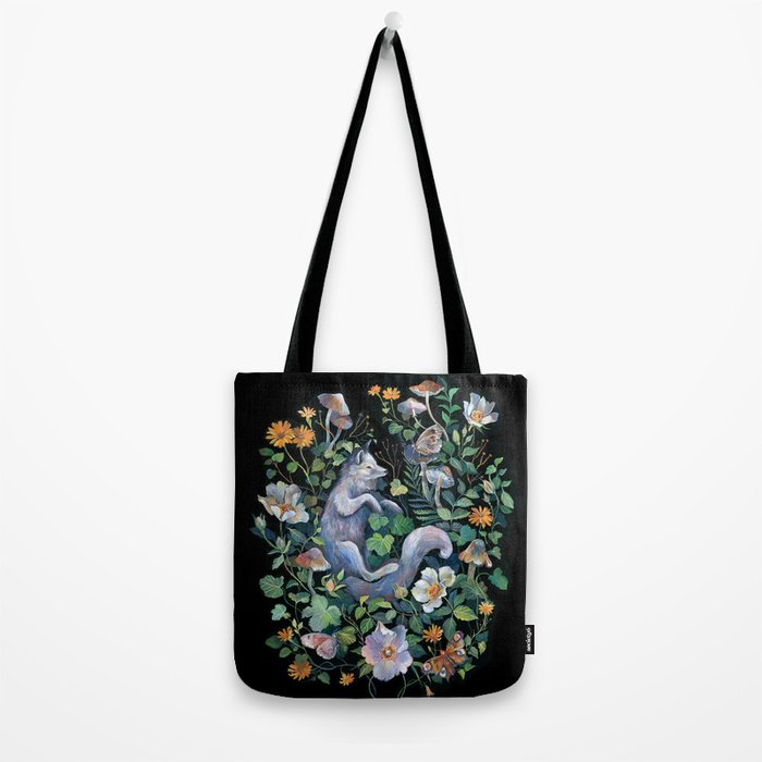 White Fox Garden Tote Bag Gallery Image 2