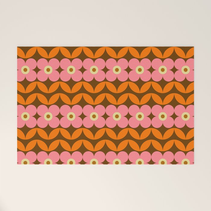 Retro Flower 10B Welcome Mat Gallery Image 1