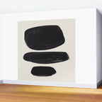 Mid Century Modern Minimalist Abstract Art Brush Strokes Black & White Ink Art Tribal Pebbles Wall Mural Gallery Image 2