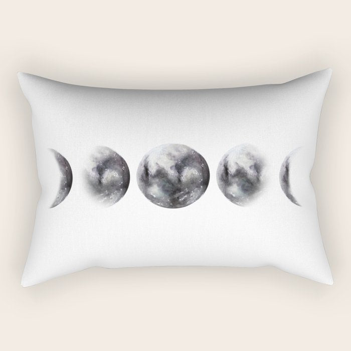 Moon phases watercolor painting Rectangular Pillow Gallery Image 1