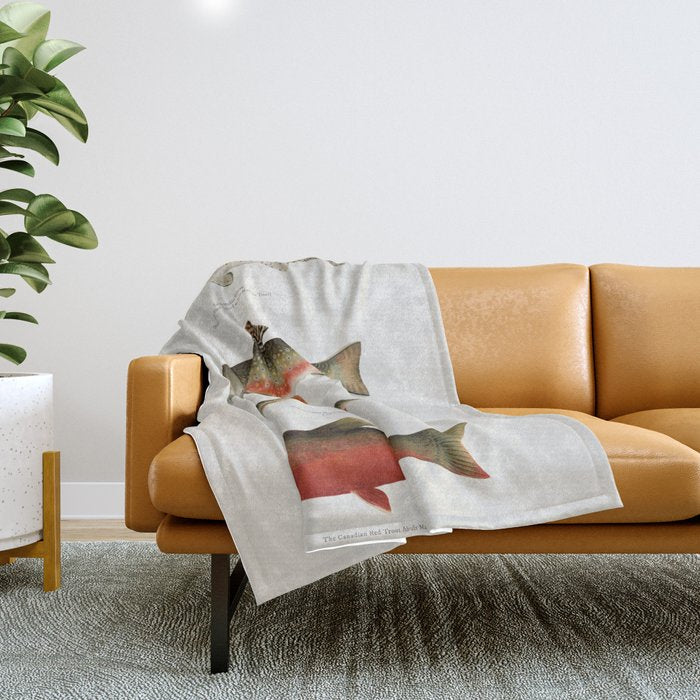 Illustrated North American Freshwater Trout Game Fish Identification Chart Throw Blanket Gallery Image 1