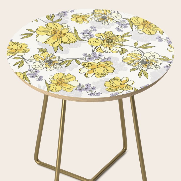 Luxurious pattern with yellow flowers Side Table Gallery Image 2