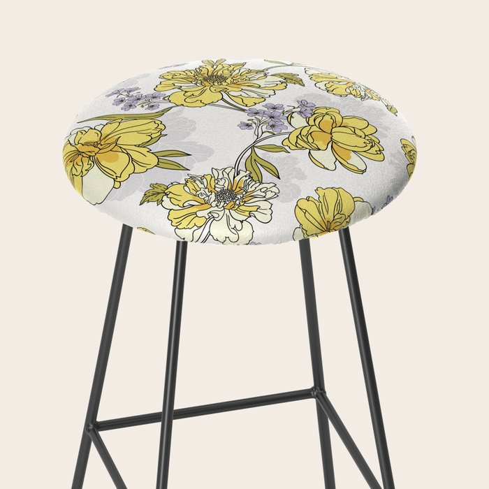 Luxurious pattern with yellow flowers Stool Gallery Image 2