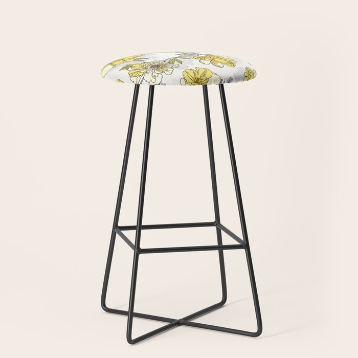 Luxurious pattern with yellow flowers Stool Gallery Image 1